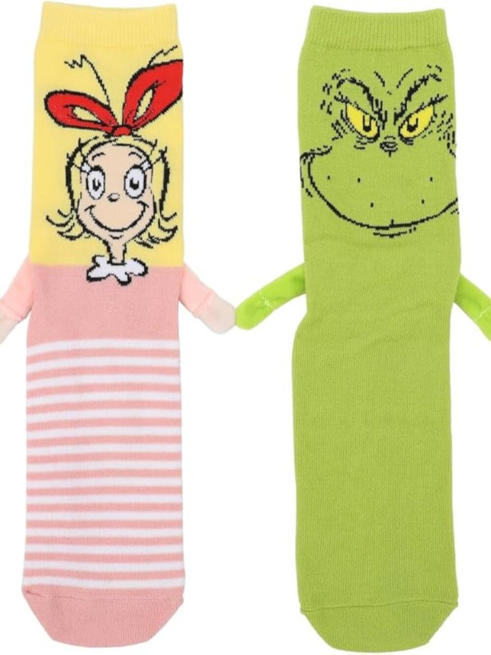 The Grinch & Cindy-Lou-Who Magnetic Hand Holding Socks Adult Size NWT